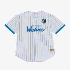 Minnesota Timberwolves Mitchell Ness Head Coach Pinstripe Mesh Full Button Baseball Jersey White Minnesota Timberwolves Mitchell Ness Head Coach Pinstripe Mesh Full Button Baseball Jersey White