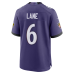 Ja'Kobi Lane Baltimore Ravens Nike Team Game Jersey Purple