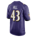 Justice Hill Baltimore Ravens Nike Game Jersey Purple