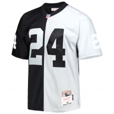 Charles Woodson Las Vegas Raiders Mitchell & Ness 1998 Split Legacy Replica Jersey Black Silver Charles Woodson Las Vegas Raiders Mitchell & Ness 1998 Split Legacy Replica Jersey Black Silver