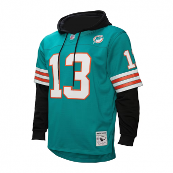 Dan Marino Miami Dolphins Mitchell & Ness Player Name & Number Hoodie Legacy Jersey Aqua
