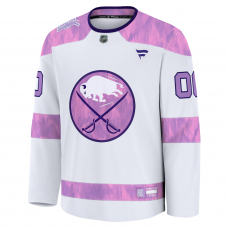 Buffalo Sabres Fanatics 2024 Hockey Fights Cancer Custom Practice Jersey White Buffalo Sabres Fanatics 2024 Hockey Fights Cancer Custom Practice Jersey White