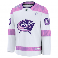 Columbus Blue Jackets Fanatics 2024 Hockey Fights Cancer Custom Practice Jersey White