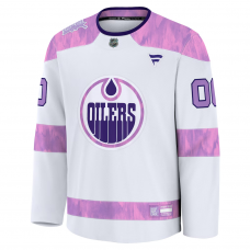 Edmonton Oilers Fanatics 2024 Hockey Fights Cancer Custom Practice Jersey White