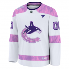 Vancouver Canucks Fanatics 2024 Hockey Fights Cancer Custom Practice Jersey White Vancouver Canucks Fanatics 2024 Hockey Fights Cancer Custom Practice Jersey White